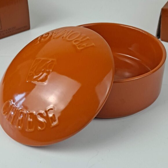 Gourmet du Village Bistro Collection Brie Baker Orange/Brown EUC In Original Box - Picture 6 of 12